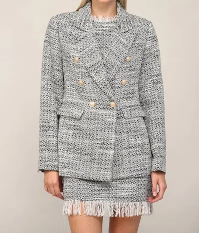 Fate Lurex Tweed Double Breasted Blazer In Black Multi / Tweed