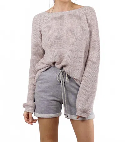 Fate Malibu Criss Cross Style Back Sweater In Sand In Gray