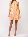 Fate Halter Dress In Multi Color In Orange