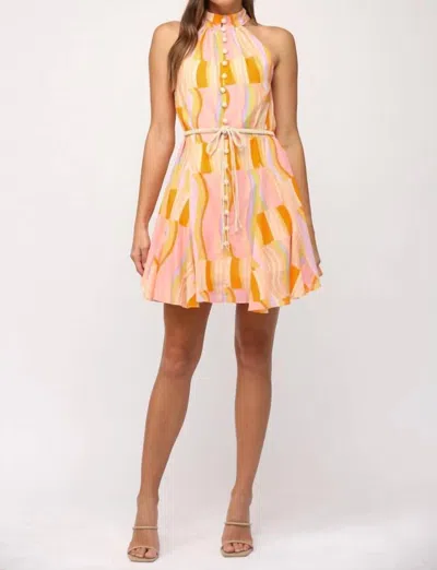 Fate Marley Button Dress In Orange Multi