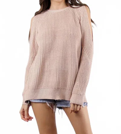 Fate Melrose Cutout Sleeves And Back Sweater In Blush In Brown
