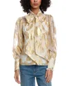 Fate Metallic Fil Coupe Chiffon Blouse In Brown