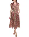Fate Twyla Zip Front Dress In Olive Pink In Brown