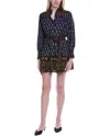 Fate Gwynnie Ruffled Dress In Navy Multi In Blue