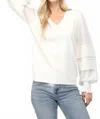 Fate Mixed Media Sweater In White In White