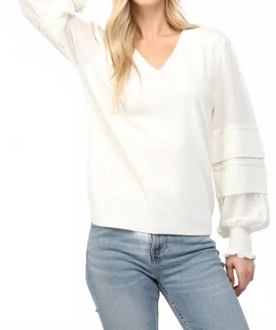 Fate Mixed Media Sweater In White