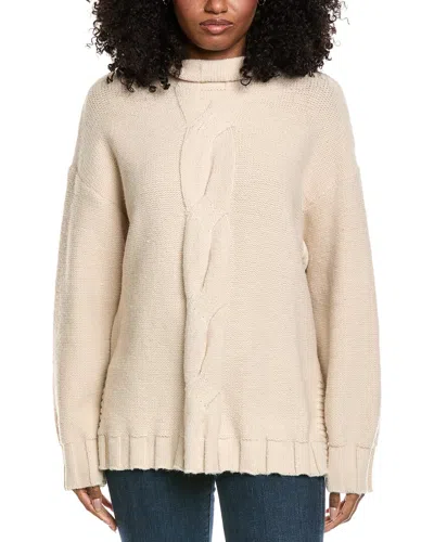 Fate Mock Neck Cable Knit Sweater In Brown