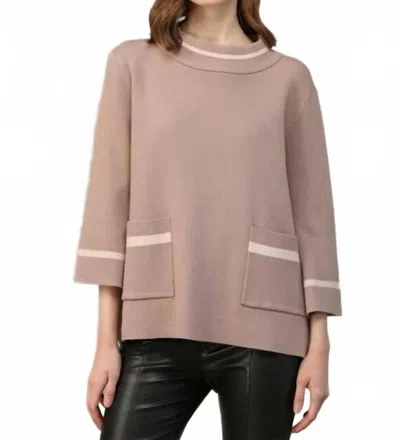 Fate Mock Neck Contrast Trim Sweater In Blush In Neutral