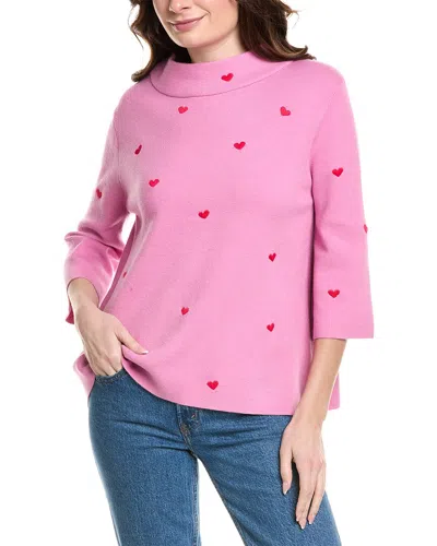 Fate Mock Neck Embroidered Sweater In Pink