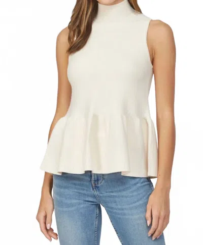 Fate Mock Neck Peplum Tank Sweater In French Vanilla In White