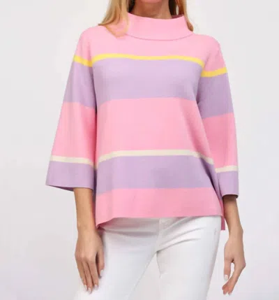 Fate Mock Neck Stripe Sweater In Pink