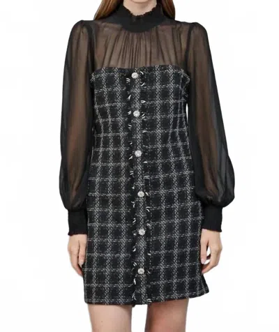 Fate Modchic Tweed Dress In Black