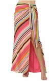 Fate Multi Stripe Midi Skirt In Pink Multi In Multi