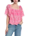 Fate Off-the-shoulder Eyelet Top In Pink