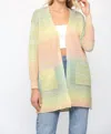 FATE OMBRE YARN KNITTED OPEN CARDIGAN IN GREEN MULTI