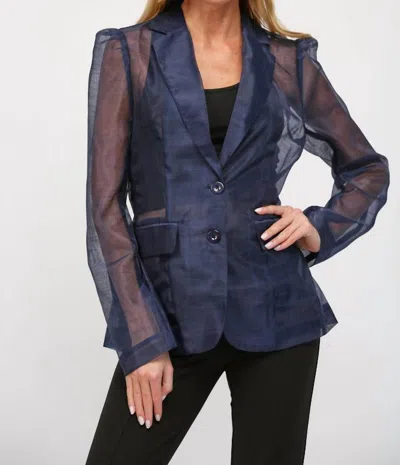 Fate Organza Blazer Jacket In Navy