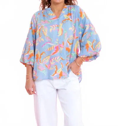 Fate Painted Paradise Blouse In Powder Blue Multi