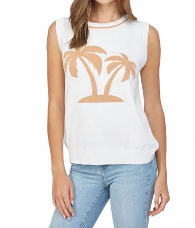 Fate Palm Tree Knit Sweater Tank In Cream/tan In White