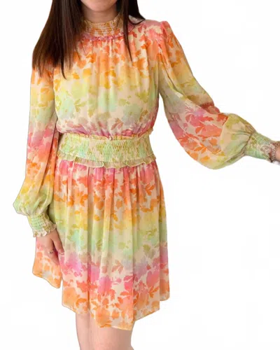 Fate Pastel Bloom Smocked Dress In Multicolor