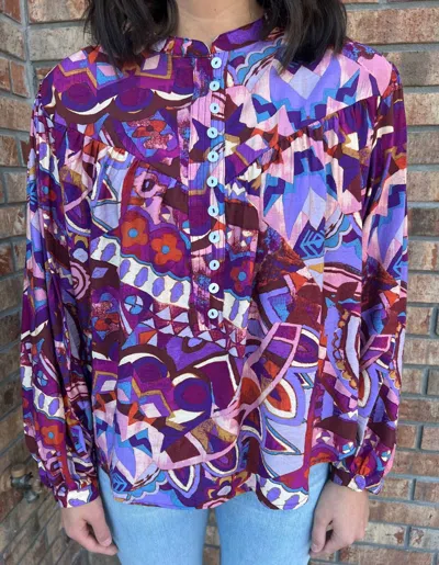 Fate Patterned Long Sleeve Blouse In Multi