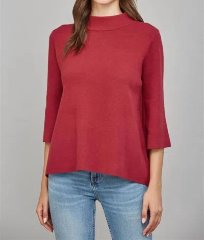 Fate Pepper Mock Neck Sweater In Deep Rose Madder In Red