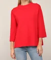 Fate Pepper Mock Neck Sweater In True Red In Animal Print