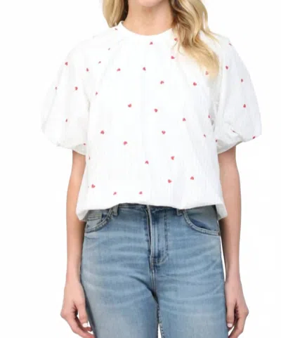 Fate Pinstripe And Heart Top In White