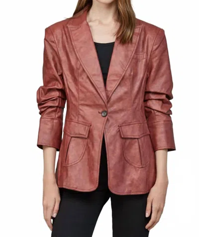 Fate Piper Faux Leather Jacket In Maroon In Brown