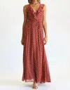 Fate Polka Dot Ruffle Maxi Dress In Rust In Multi