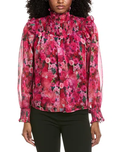 Fate Print Chiffon Blouse In Pink
