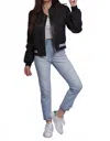 Fate Quilted Varsity Bomber Jacket In Black In Black