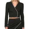 Fate Rhinestone Trimmed Cropped Blazer In Black In Black