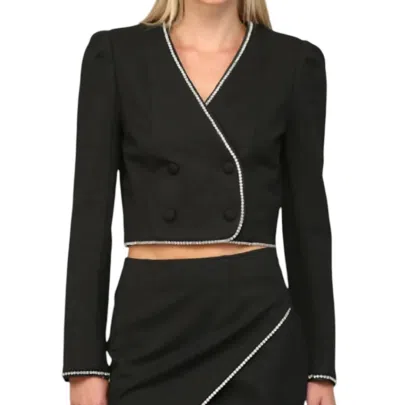 Fate Rhinestone Trimmed Cropped Blazer In Black