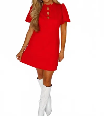 Fate Ribbon Front Puff Sleeve Mini Dress In Red