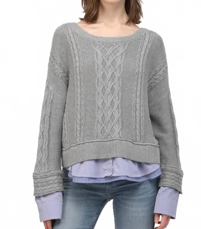 Fate Riley Long Sleeve Sweater In Heather Grey In Gray