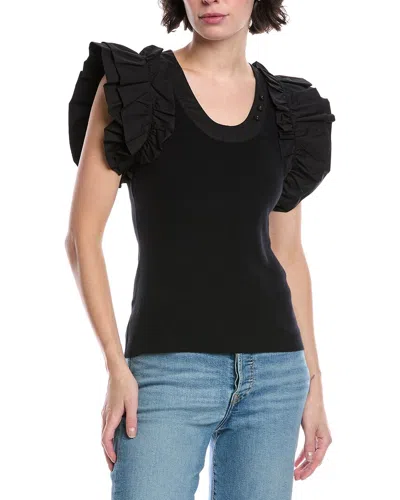 Fate Ruffle Sleeve Top In Black