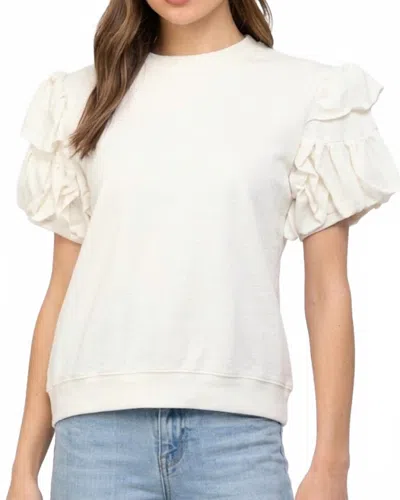 Fate Ruffle Sleeve Top In White