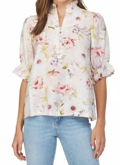 Fate Ruffle Stand Collar Floral Blouse In English Roses In Multi