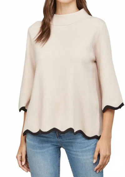 Fate Scallop Edge Detailed Mock Neck Sweater In Blush In Neutral
