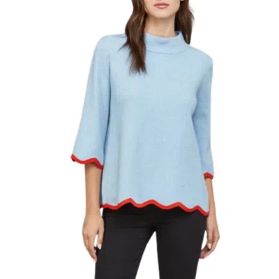Fate Scallop Edge Detailed Sweater Top In Soft Blue