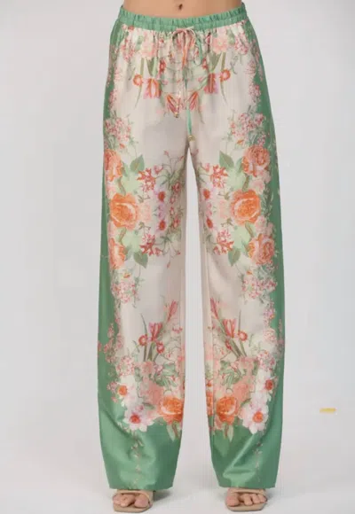 Fate Scarf Print Palazzo Pants In Mint Green Multi