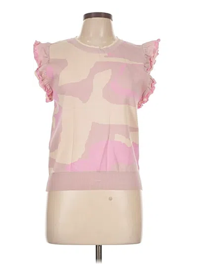 Pre-owned Fate Short Sleeve Top Pink Ruffles Neckline Tops