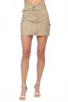 Fate Side Patch Pocket Mini Skirt In Khaki In Brown