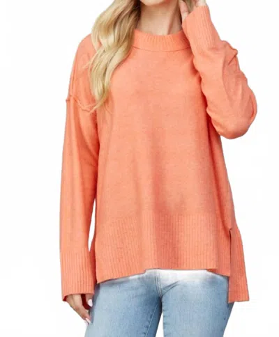 Fate Side Slit Oversized Sweater In Orange