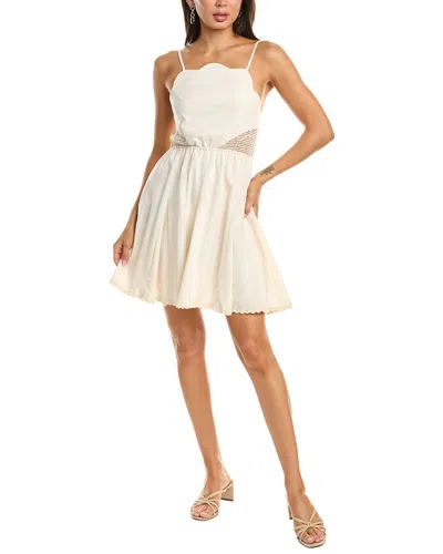 Fate Sleeveless Linen-blend Mini Dress In White