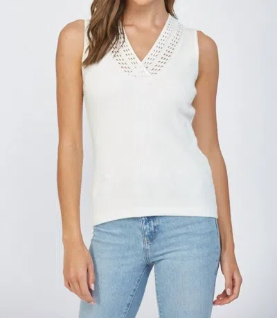 Fate Sleeveless Sweater Top In White
