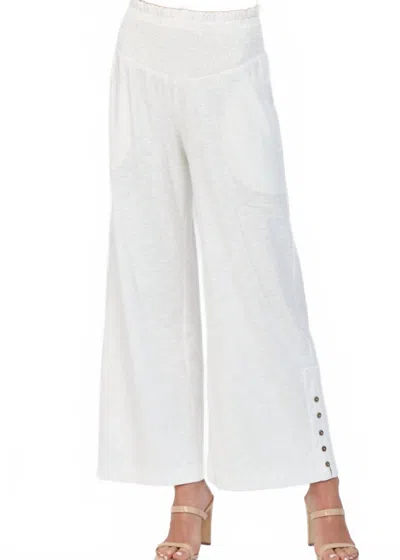 Fate Smock Waist Wide Leg Slub Jersey Pants In White