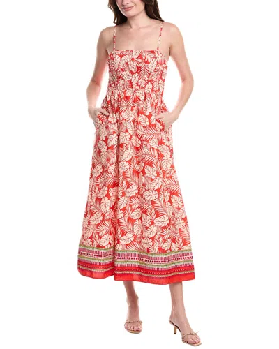 Fate Smocked Bodice Midi Dress In Orange