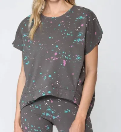 Fate Splatter Top In Turquoise, Purple And White