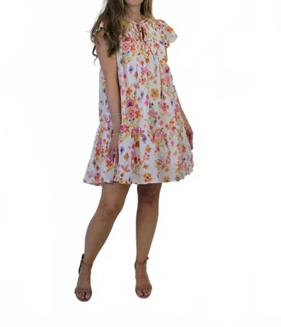 Fate Spring Days Pintuck Mini Dress In Cream Multi